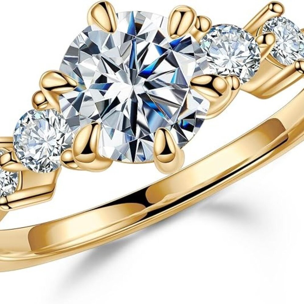 Gold Cubic Zirconia Solitaire Engagement Ring in Gold